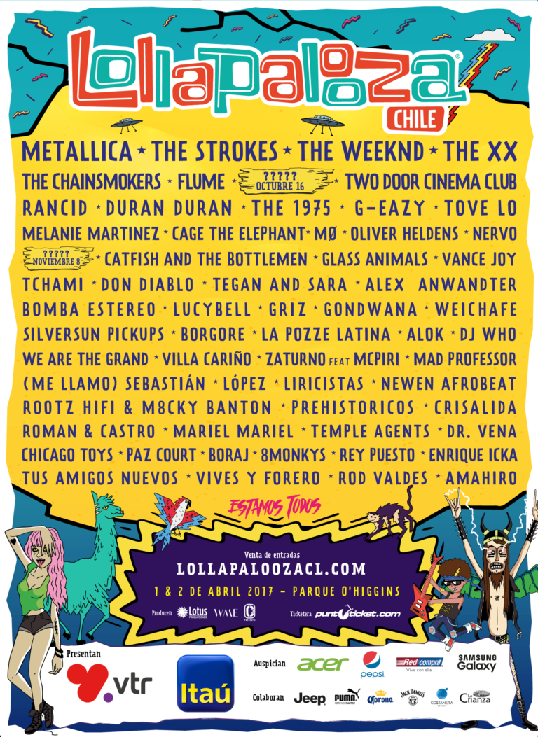 Lollapalooza Chile anuncia su cartel completo Metallica, The Strokes