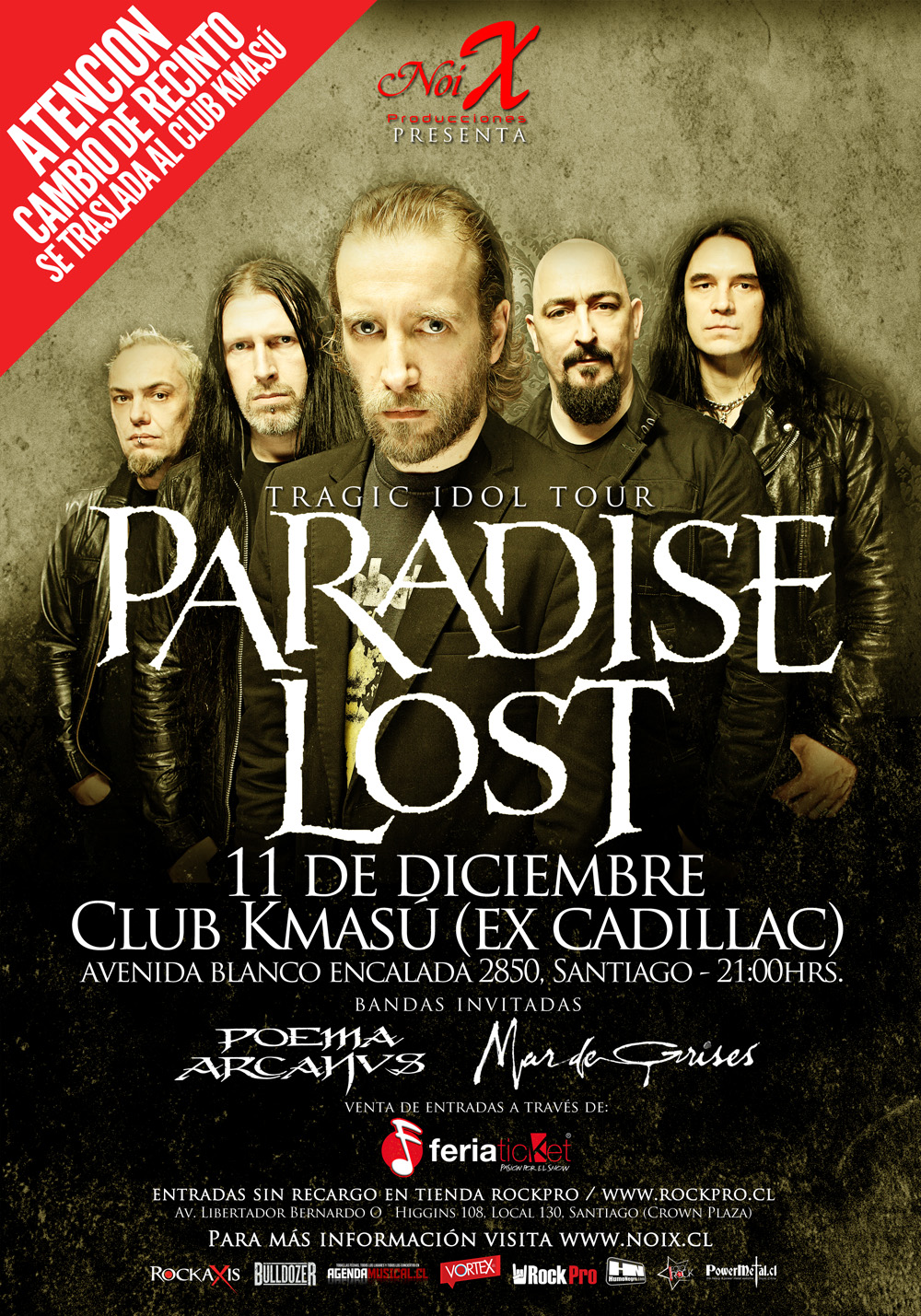 Poema Arcanvs se suma a show de Paradise Lost  y Mar de Grises en Chile